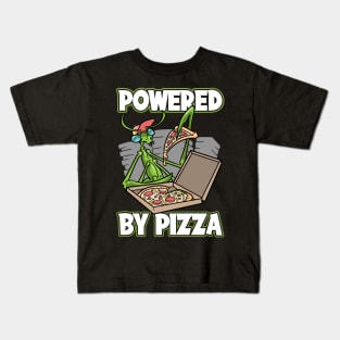 Mantis Insect Powered By Pizza Kids T-Shirt